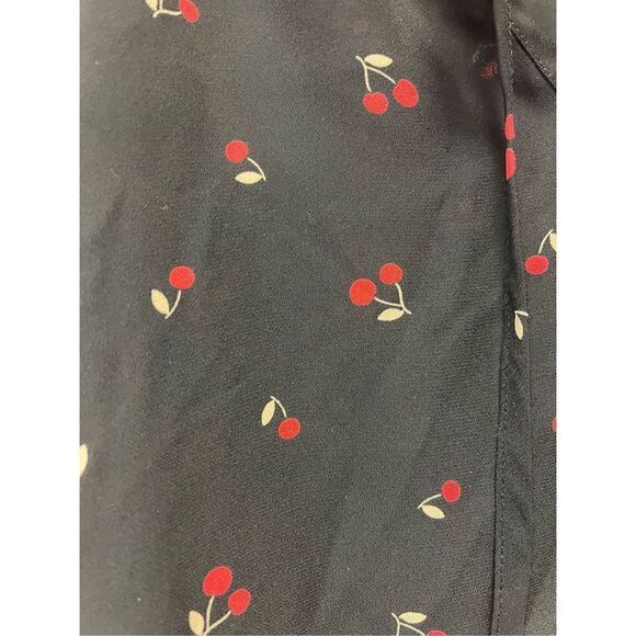 Sweet Rain Tie Front Ruffle Neck Flutter Sleeve Black Cherry Print Blouse sz 3X - Picture 4 of 7